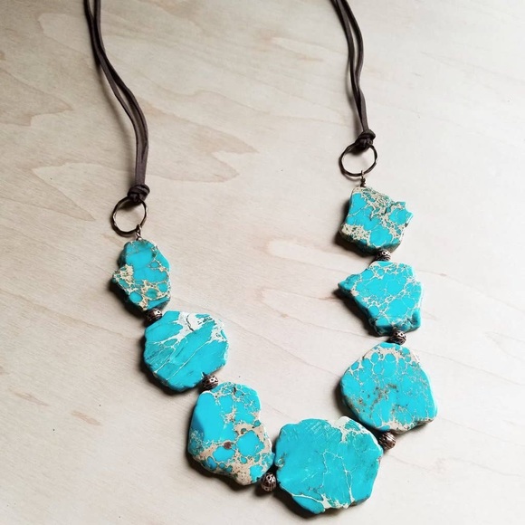 Chunky Blue Regalite Beaded Necklace - Picture 3 of 4